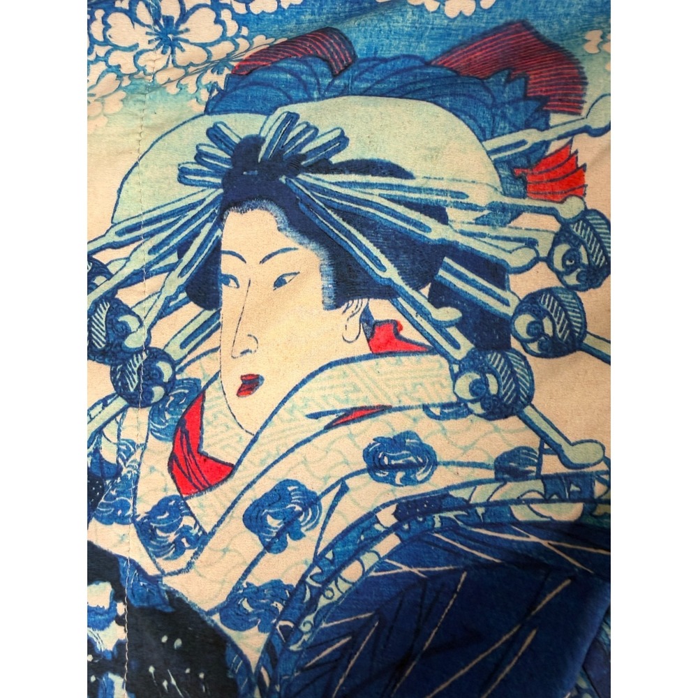 BlackMilk Asian "Woman in Blue" Graphic Print Kimono Robe Size Small SKU 285 - Picture 4 of 7